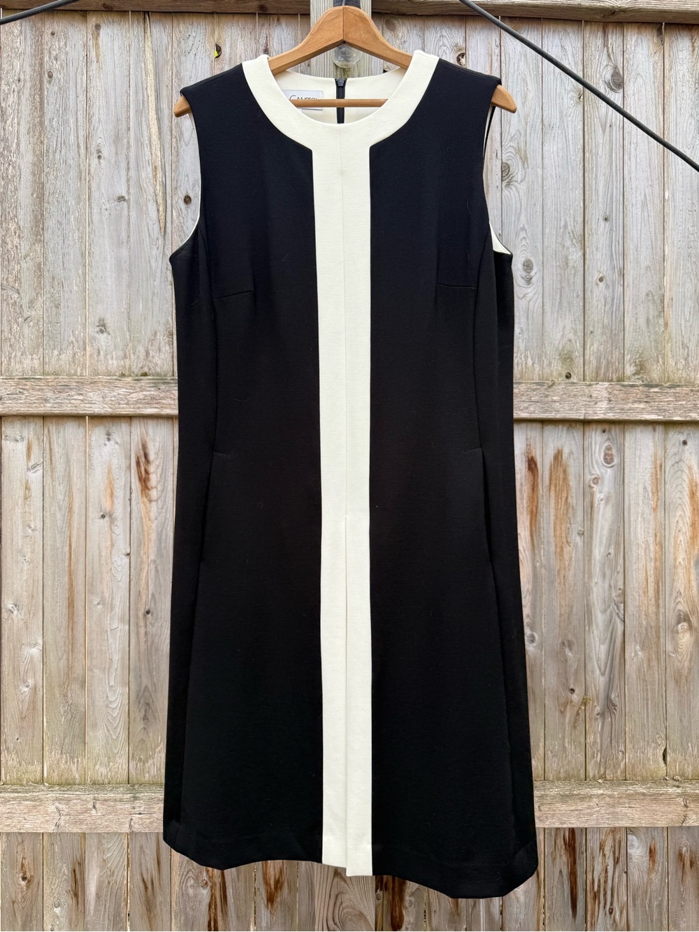 Sara Campbell Black Midi Dress with Cream Center Panel